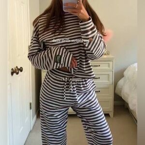 Daily Drills Black and White Striped Crewneck Sweater